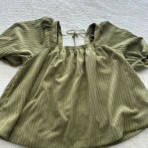 Free People Olive Green Blouse